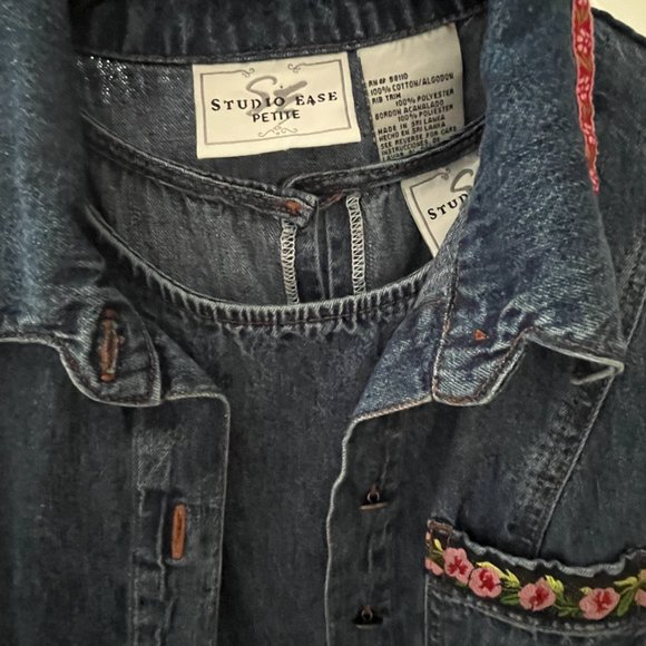 Vintage 1990/ 2000s Denim Embroidered Dress and Jean Jacket - Picture 9 of 12
